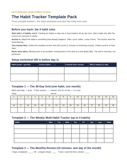 Cover of The Habit Tracker Template Pack